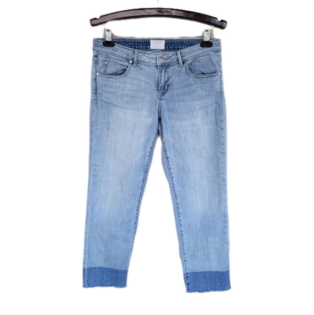 Caslon Light Wash Two Tone Cropped Raw Hem Boyfriend Jeans sz 28P